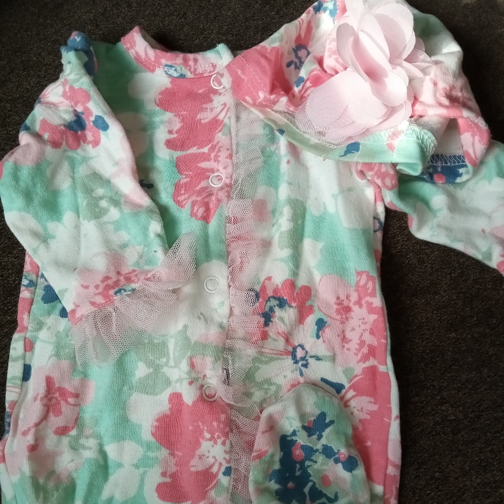 BOGO Free Floral footed one piece and hat
